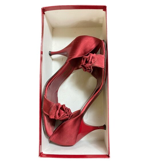 Salvatore Ferragamo Brilliance 7cm Red Satin High Heel Sandals Size 9B - Picture 3 of 8